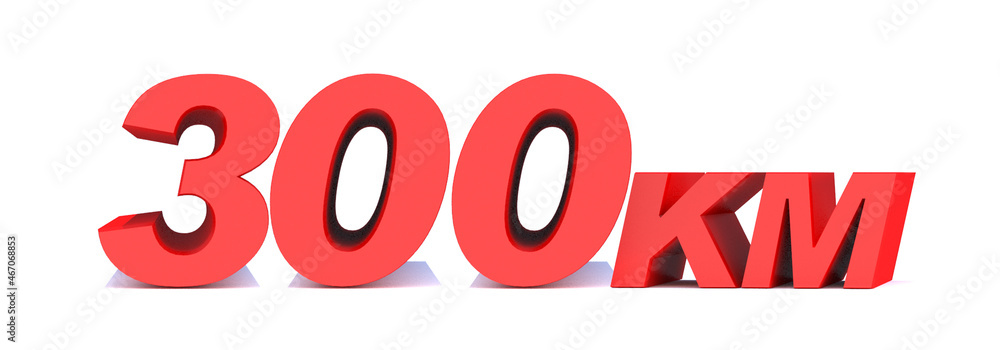 300 km word on white background. 3d illustration 300 km word on white background. 3d illustration
