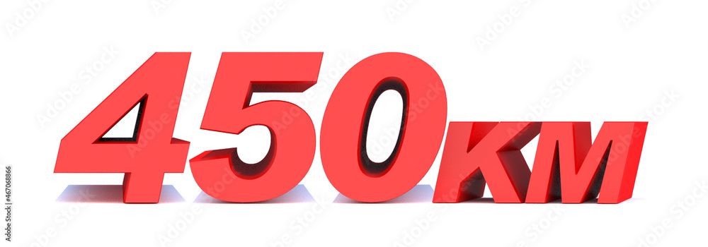 450 km word on white background. 3d illustration 450 km word on white background. 3d illustration