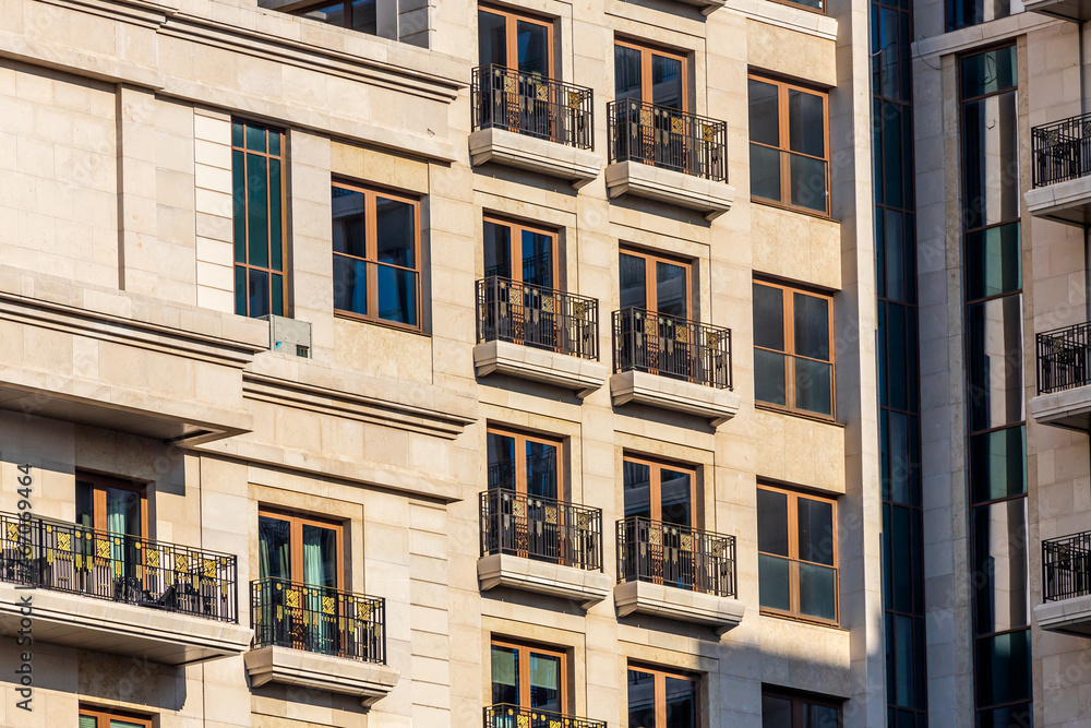 Obraz premium The facade in elite modern residential complex . Modern architecture