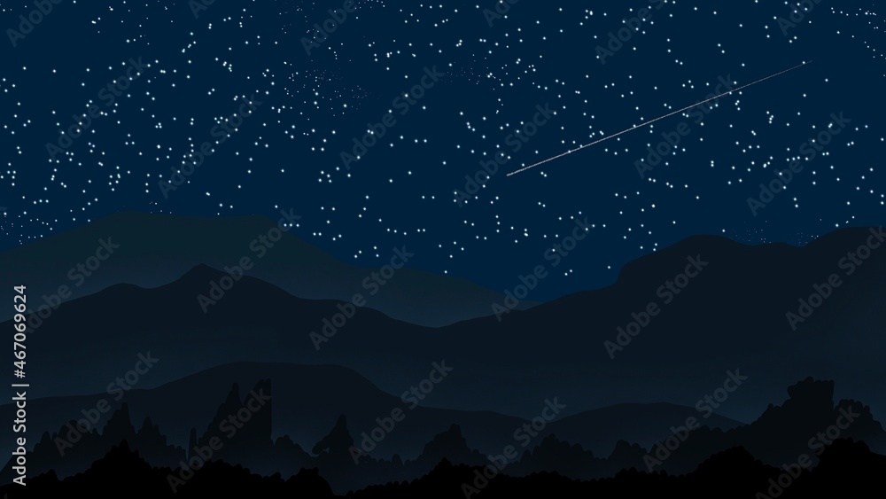 starry night in the night sky landscape.