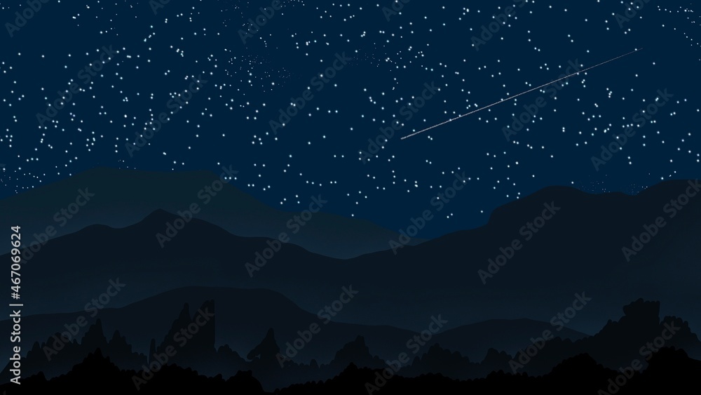Obraz premium starry night in the night sky landscape.