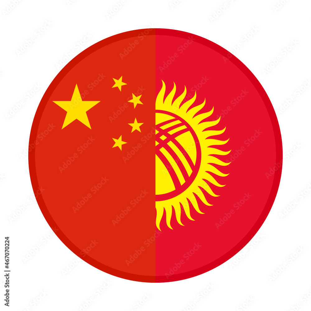 round icon with china and kyrgyzstan flags. vector illustration isolated on white background round icon with china and kyrgyzstan flags. vector illustration isolated on white background