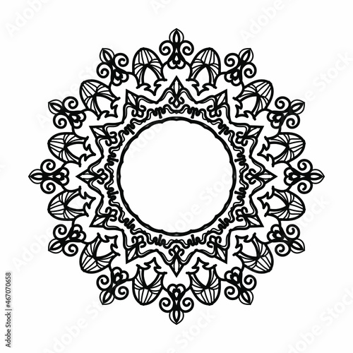 Frame in eastern tradition. Stylized with henna tattoos decorative pattern for decorating covers for book  notebook  casket  magazine  postcard and folder. Flower mandala in mehndi style..