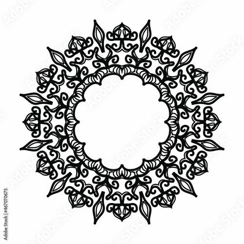 Frame in eastern tradition. Stylized with henna tattoos decorative pattern for decorating covers for book  notebook  casket  magazine  postcard and folder. Flower mandala in mehndi style..