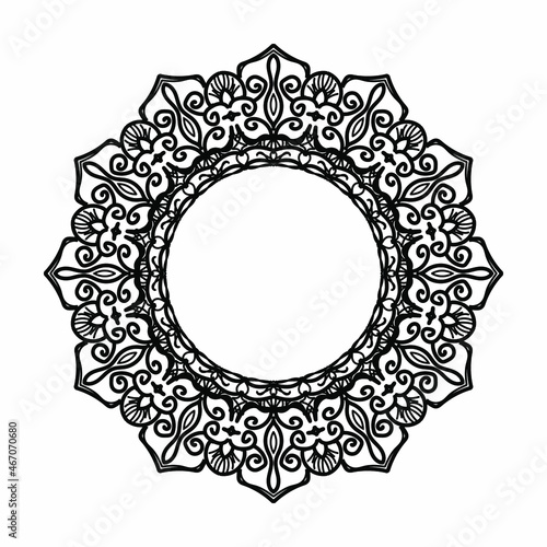 Frame in eastern tradition. Stylized with henna tattoos decorative pattern for decorating covers for book  notebook  casket  magazine  postcard and folder. Flower mandala in mehndi style..