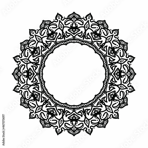 Frame in eastern tradition. Stylized with henna tattoos decorative pattern for decorating covers for book  notebook  casket  magazine  postcard and folder. Flower mandala in mehndi style..