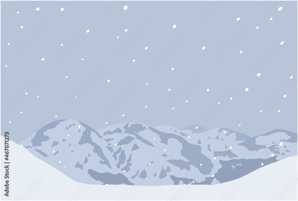 Fototapeta premium 冬の雪山のある風景