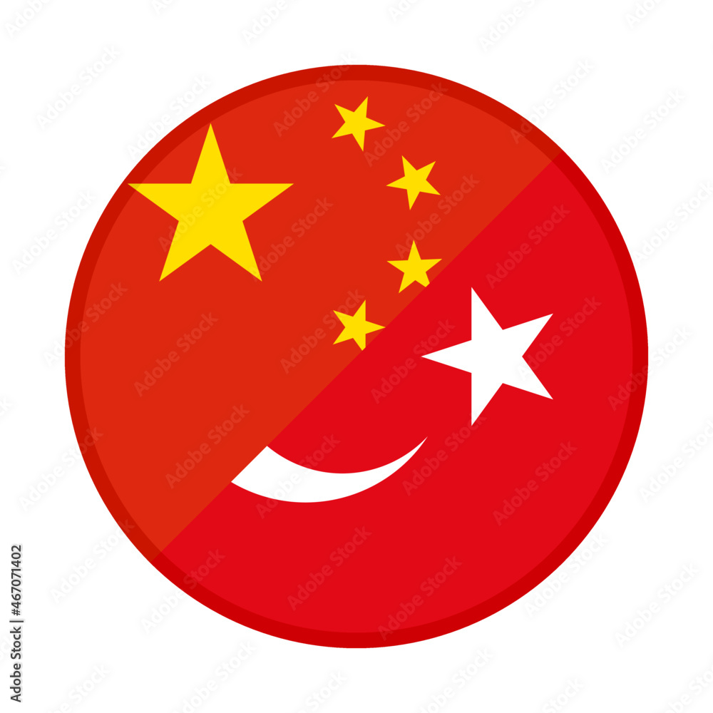 round icon with china and turkey flags. vector illustration isolated on white background
round icon with china and turkey flags. vector illustration isolated on white background