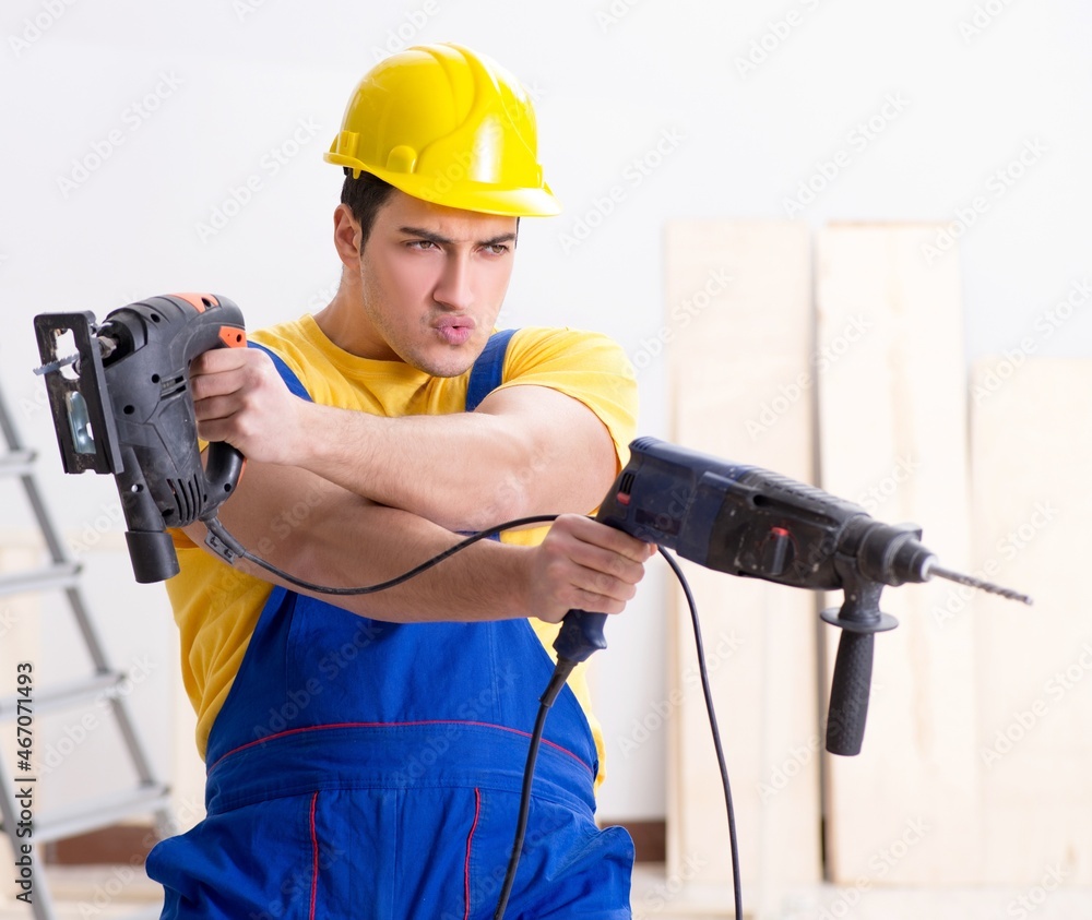 Floor repairman disappointed with his work Floor repairman disappointed with his work