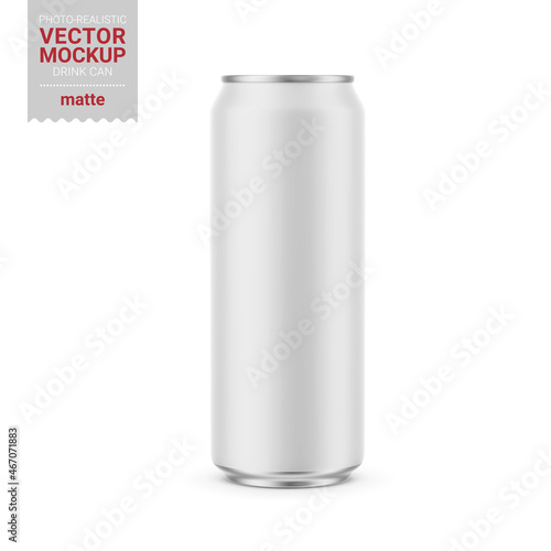 White glossy drink can mockup. Vector illustration.