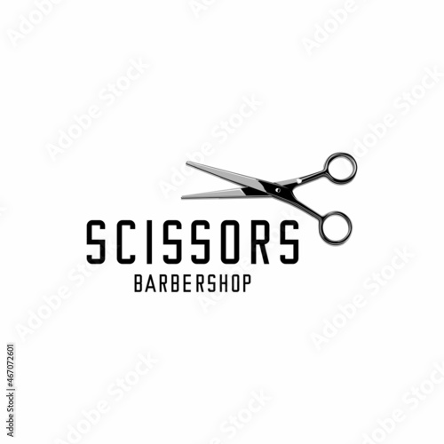 barbershop logo illustration vector, scissors vector