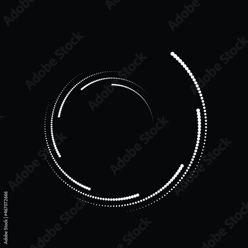 Rotating halftone dots in Spiral Form for comic books . Twirl background . Vector Illustration . Round Logo . Spiral Design element . Abstract Geometric vortex.