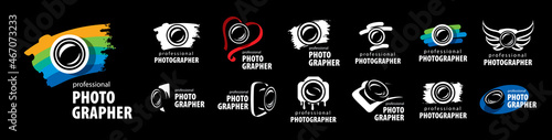 A set of vector logos for the photographer on a black background
