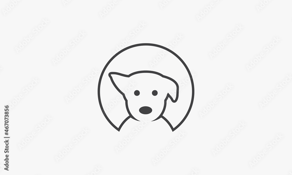 line icon circle puppy isolated on white background. line icon circle puppy isolated on white background.