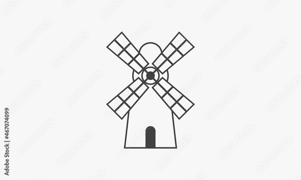 line icon windmill isolated on white background.