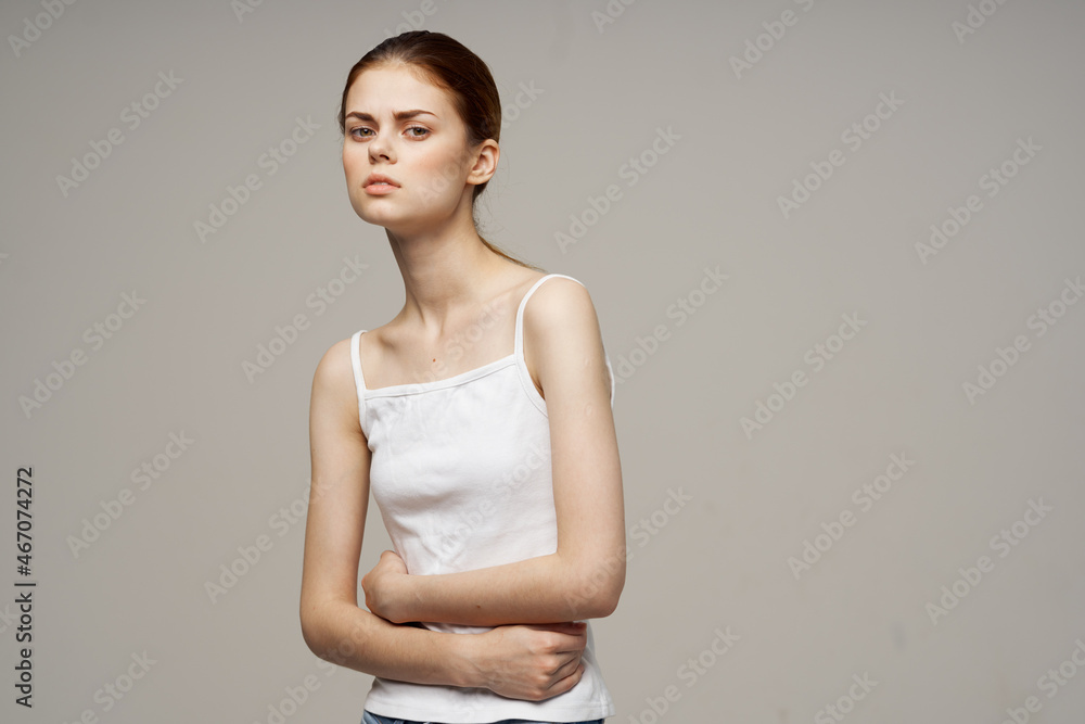 woman menstruation health problems gynecology disorder light background woman menstruation health problems gynecology disorder light background