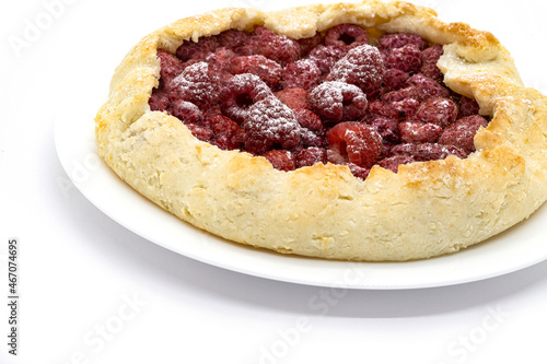 Gluten-free berry biscuit with raspberries