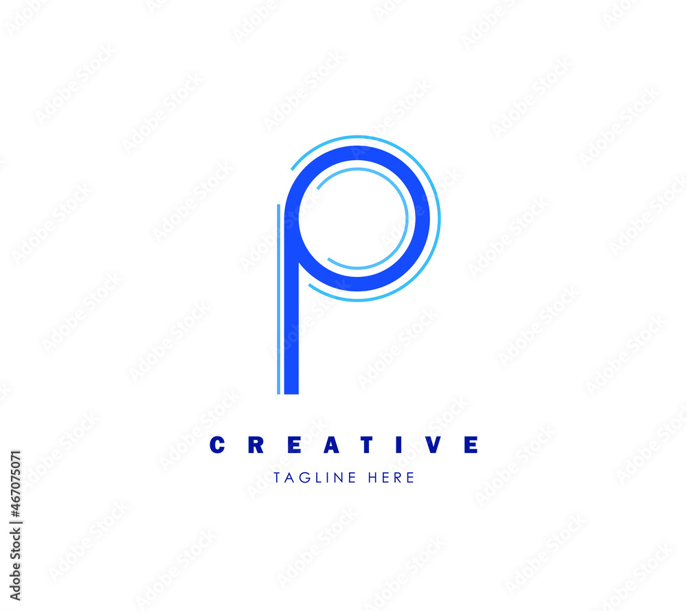 Modern Initial p Logo Design Element in Blue Modern Initial p Logo Design Element in Blue