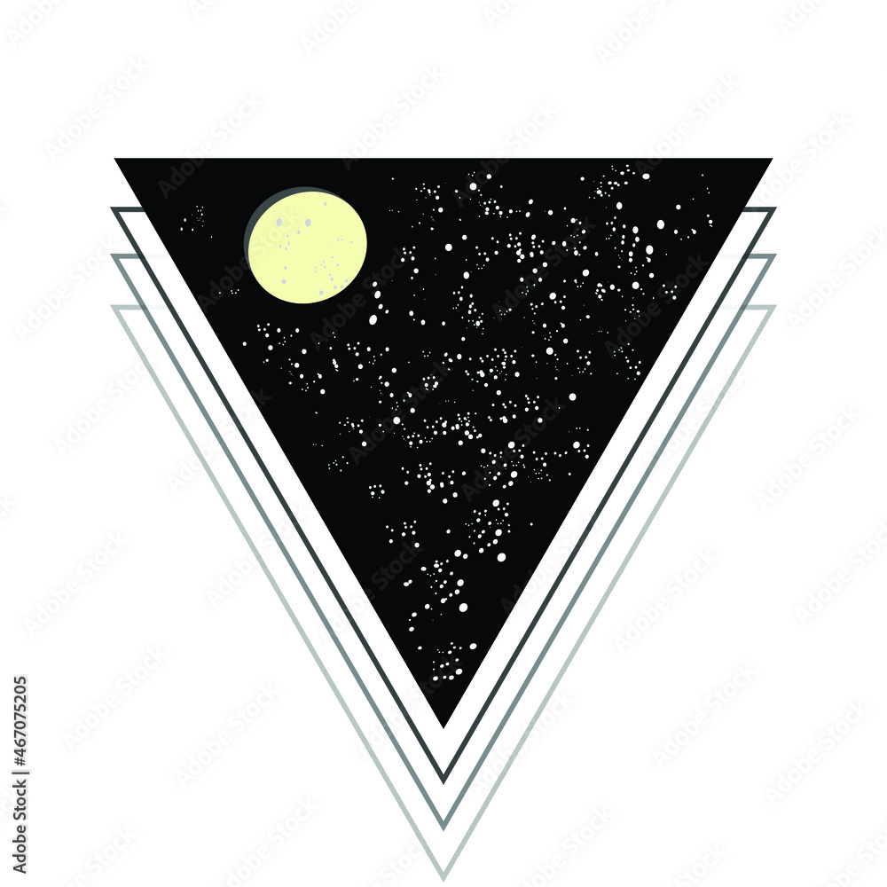 Moon and stars inside arrow in line tattoo design. Moon and stars inside arrow in line tattoo design.