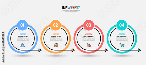 Circle infographic elements with 4 steps. Business presentation template vector. photo