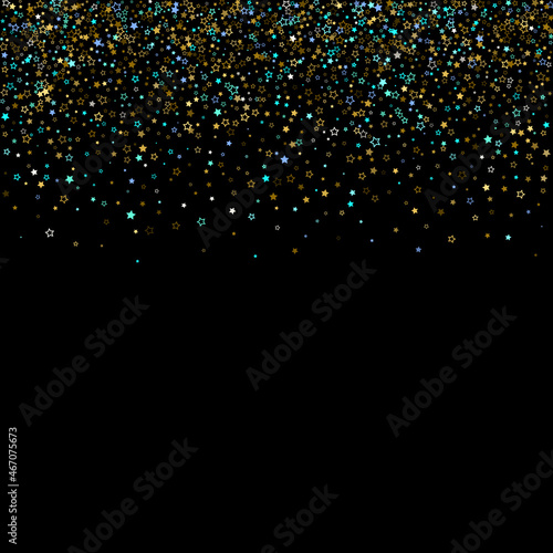 Gold, Blue stars, sprocket, shiny confetti.