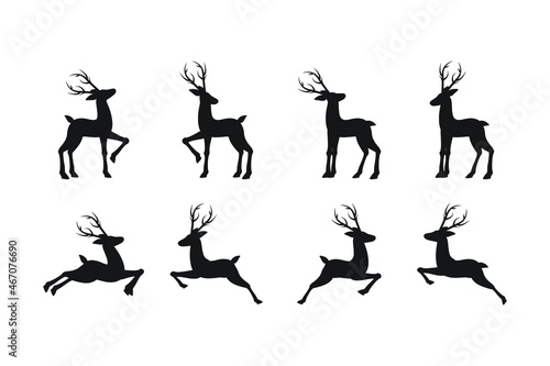 Eight silhouette of Reindeer collection set