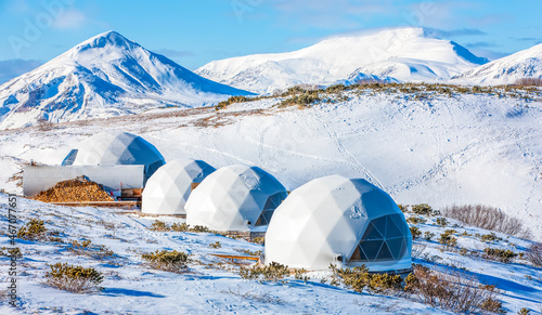 winter glamping on a volcano, Kamchatka Peninsula