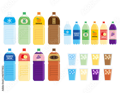 ドリンクのペットボトル　ベクターイラスト