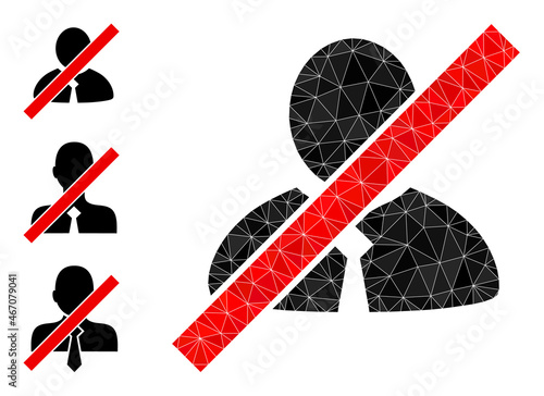 lowpoly blacklisted clerk icon, and bonus icons. Polygonal blacklisted clerk vector is constructed from chaotic triangles.