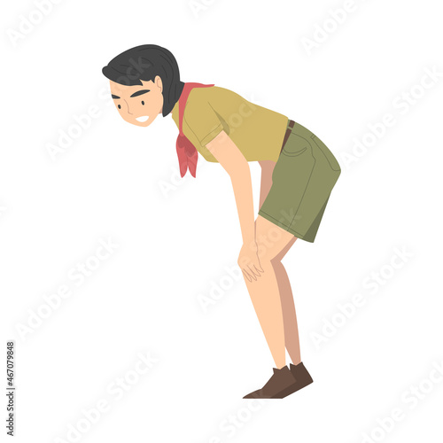 Woman Archaeologist Examining Something Engaged in Excavations in Search of Archaeological Remains Vector Illustration