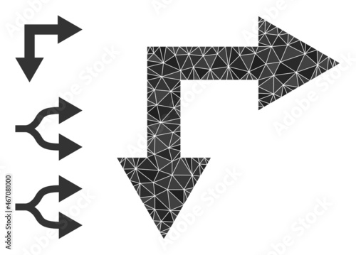 lowpoly bifurcation arrow right down icon, and similar icons. Polygonal bifurcation arrow right down vector is designed from randomized triangles.