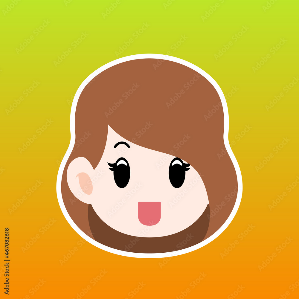 Cartoon illustration of a girl face with long hair in a flat style , this cute image is suitable for your colorful and flat project design elements, can also be used for sticker and icon Cartoon illustration of a girl face with long hair in a flat style , this cute image is suitable for your colorful and flat project design elements, can also be used for sticker and icon