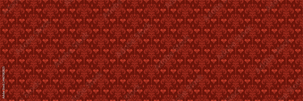 Interior Design. Floral background pattern in brown and red tones seamless wallpaper texture seamless