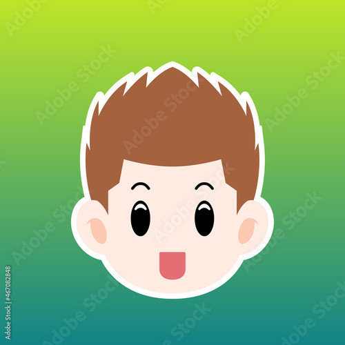 Cartoon illustration of a men face with spiky hair in a flat style this cute image is suitable for your colorful and flat project design elements, can also be used for sticker and icon