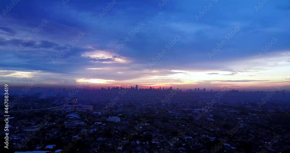 Beautiful dawn sky with buildings in Jakarta Beautiful dawn sky with buildings in Jakarta