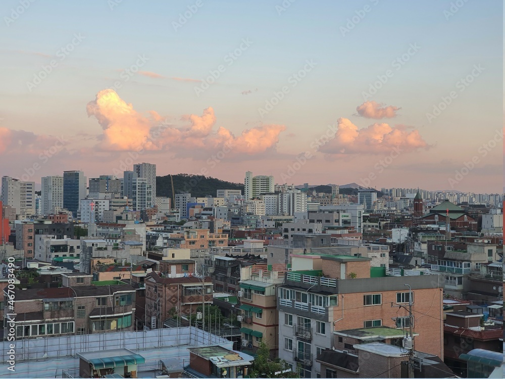 sunset over the city (Seoul)