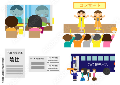 ワクチン検査パッケージのイラストセット