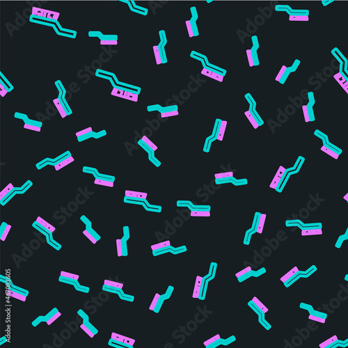 Fotografie Line Pool table brush icon isolated seamless pattern on black background