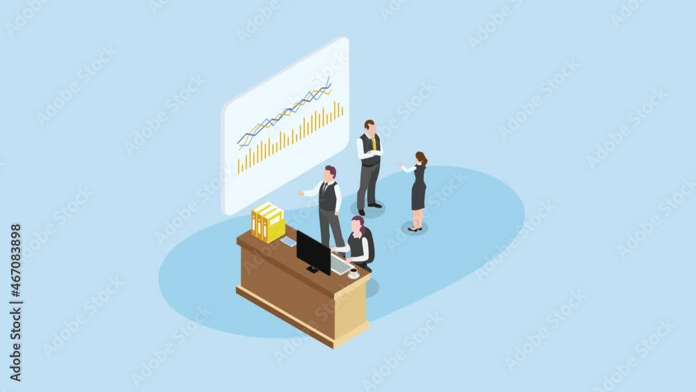 Group of business people discuss about stock graph Group of business people discuss about stock graph