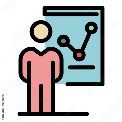 Outsource graph chart icon. Outline outsource graph chart vector icon color flat isolated