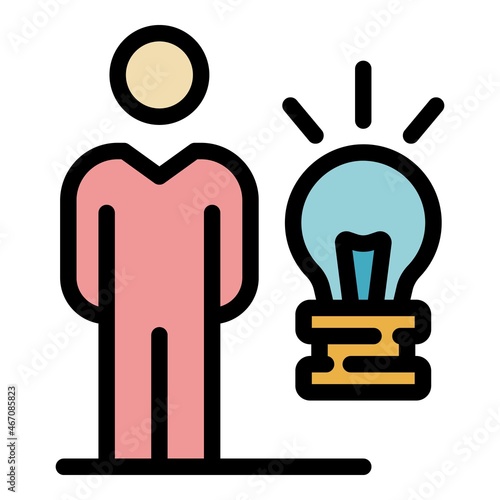 Outsource new idea icon. Outline outsource new idea vector icon color flat isolated