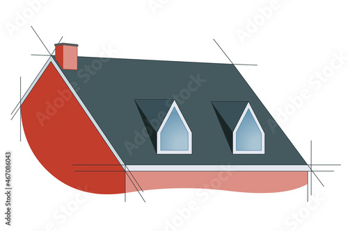 Vecteur rénovation de toiture sur fond blanc