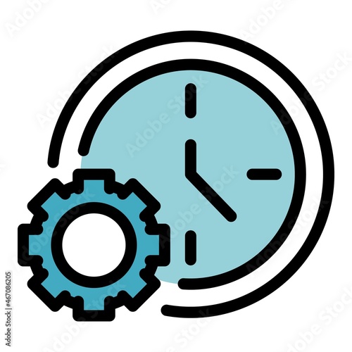 Outsource work time icon. Outline outsource work time vector icon color flat isolated