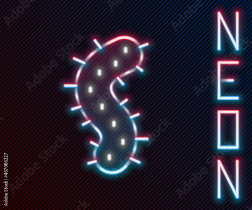 Glowing neon line Virus icon isolated on black background. Corona virus 2019-nCoV. Bacteria and germs, cell cancer, microbe, fungi. Colorful outline concept. Vector