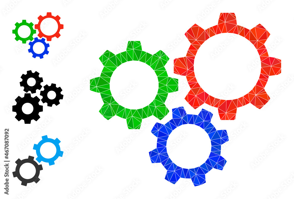 Low-poly gear box icon, and other icons. Polygonal gear box vector designed from random triangles. Flat geometric polygonal abstraction designed by gear box icon. Low-poly gear box icon, and other icons. Polygonal gear box vector designed from random triangles. Flat geometric polygonal abstraction designed by gear box icon.