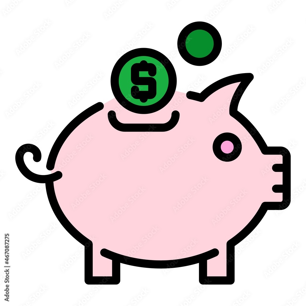 Obraz premium Piggy bank bonus icon. Outline piggy bank bonus vector icon color flat isolated