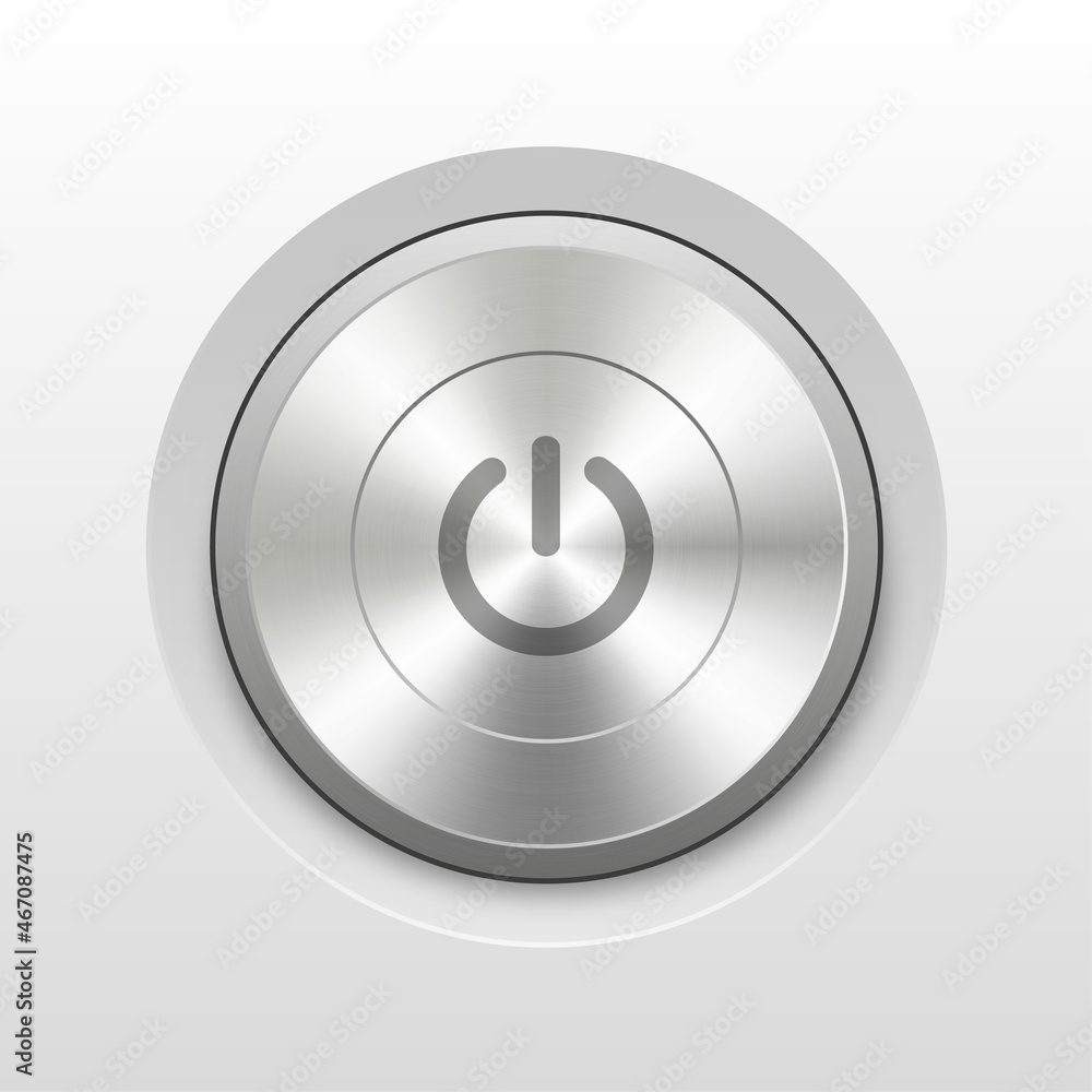 real 3d icon power button play, pause, sound, mute, handset, silver color real 3d icon power button play, pause, sound, mute, handset, silver color