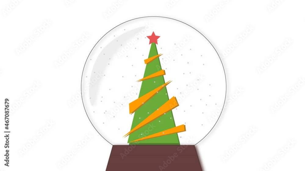 Christmas tree in a glass ball. Merry Christmas and Happy New Year greetings. Flat design. video illustration. Christmas tree in a glass ball. Merry Christmas and Happy New Year greetings. Flat design. video illustration.