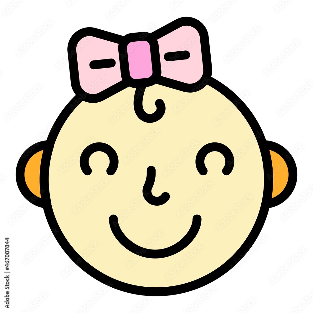 Smiling baby girl icon. Outline smiling baby girl vector icon color flat isolated Smiling baby girl icon. Outline smiling baby girl vector icon color flat isolated