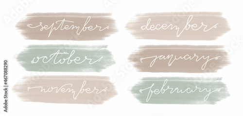 Calendar months autumn winter vector pastel elements for planner 